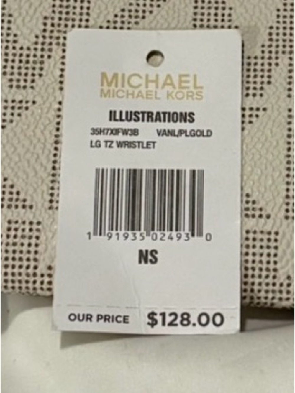 Michael Kors Vanilla Logo Zip Wristlet with Gold Hardware